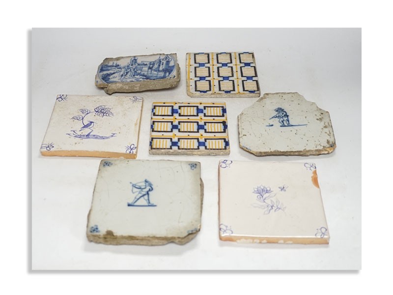 A group of tiles, mostly 19th / 20th century Delft