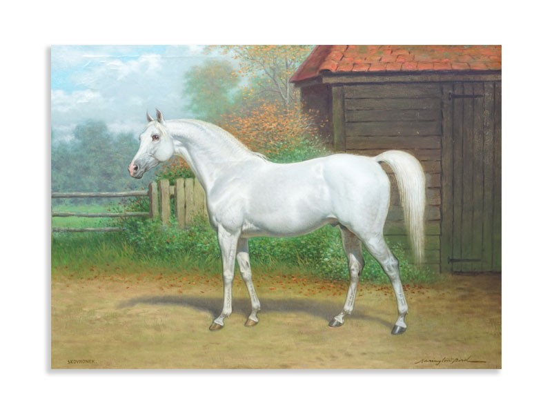 Lot 292 , John Alexander Harrington Bird (English, 1846-1936), Portrait of the grey Arab stallion racehorse 'Skowronek'