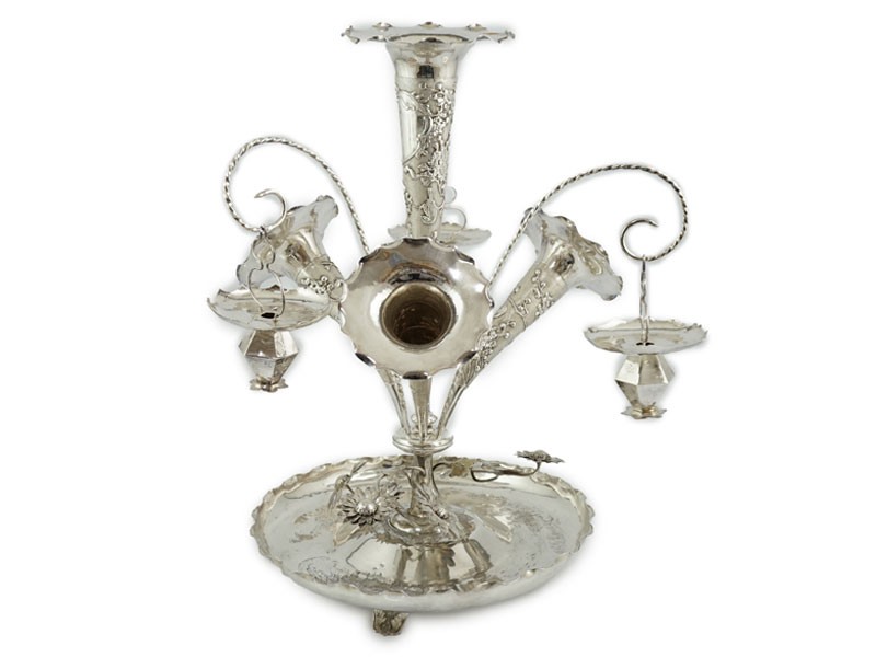 A large early 20th century Chinese silver epergne