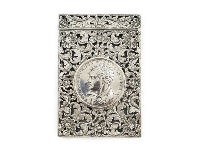 A rare William IV silver castle top card case